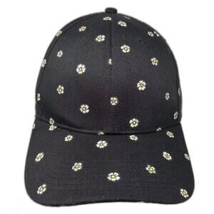 Art Class Snapback Black Yellow Hat OS Daisy Floral Print Polyester Cap